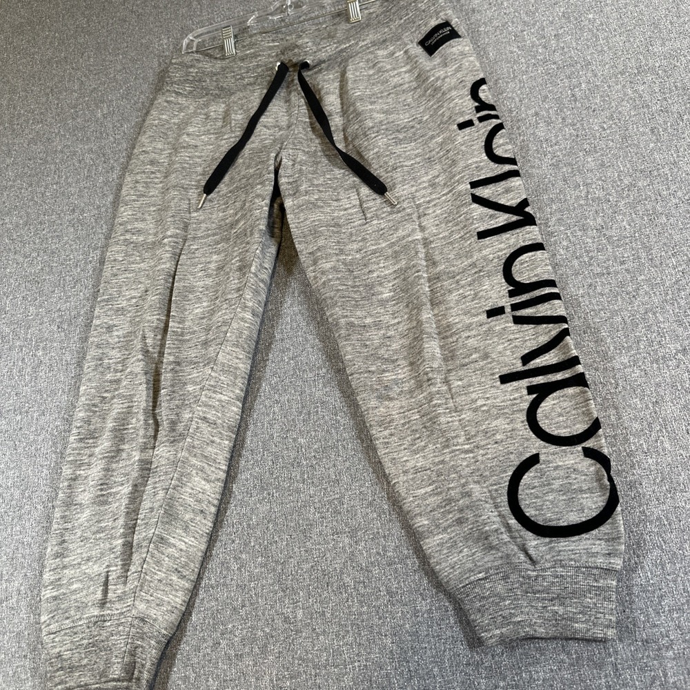 Calvin‎ Klein Jeans Men's Black Graphic Text Zipper Pocket Sweatpants Size L